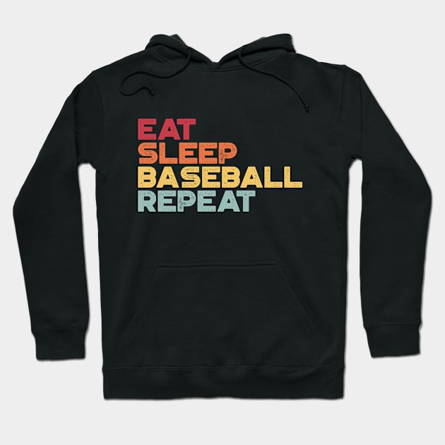 Eat Sleep Baseball Repeat Funny Vintage Retro (Sunset) Hoodie by truffela